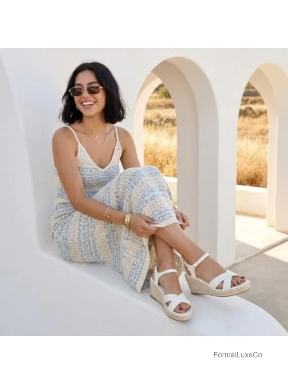 Crisscross Open Toe Wedge Sandals with Adjustable Ankle Strap